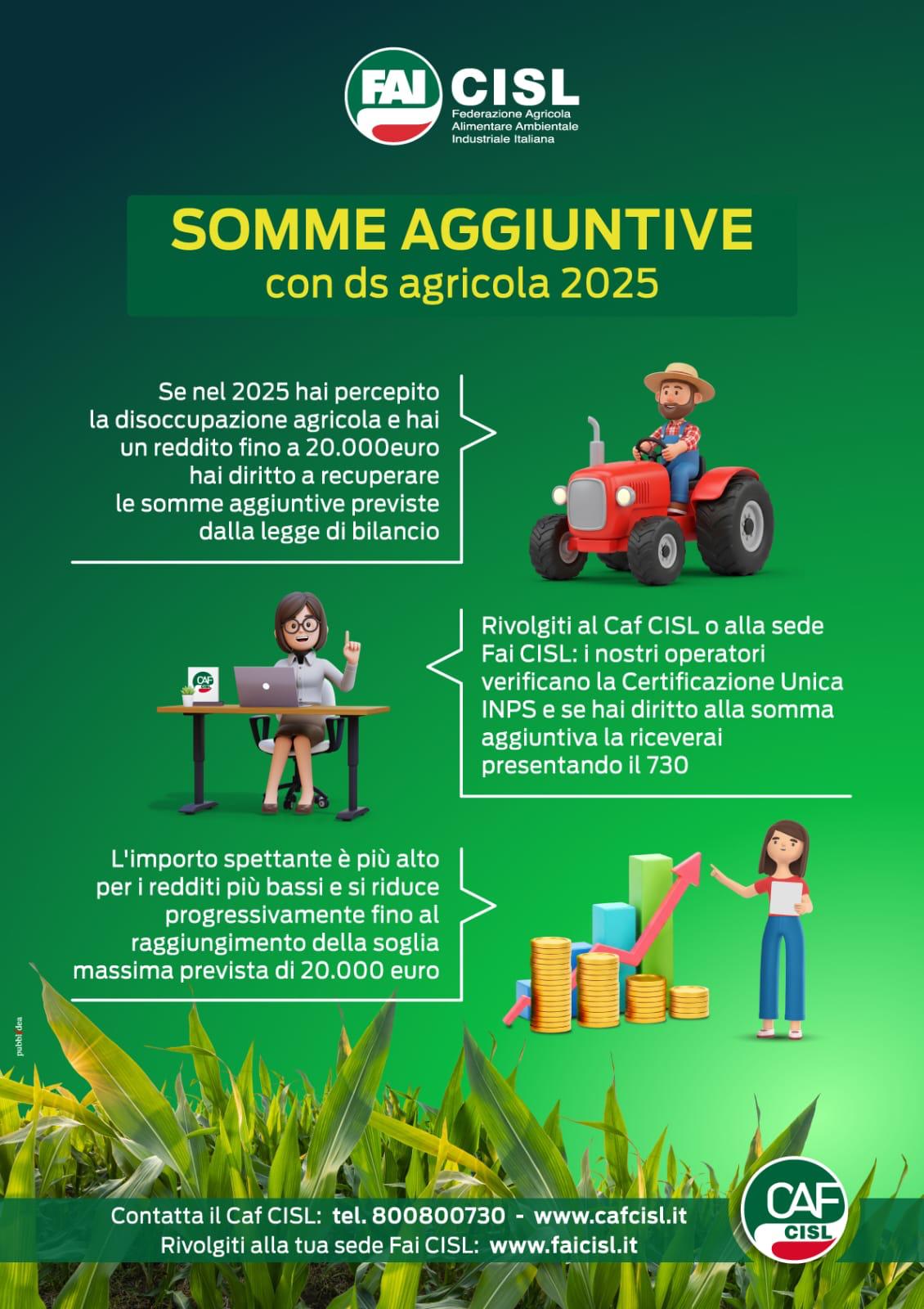 Locandina FAI CAF Somme aggiuntive con DS agricola 2025